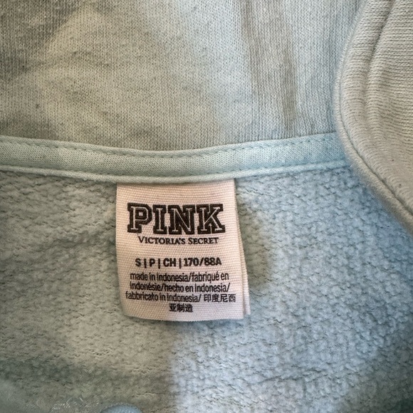 Light Blue/teal PINK Quarter-Zip Sweatshirt - Picture 2 of 2